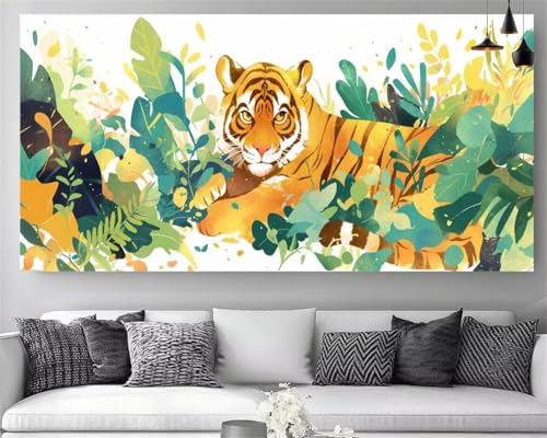 Point de Croix Canvas Géant Tigre 70x210cm contre le Stress Quotidien