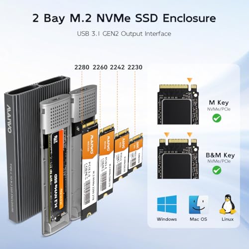 Caja externa para SSD M.2 PCIe NVMe Dual Bay MAIWO miniatura 2
