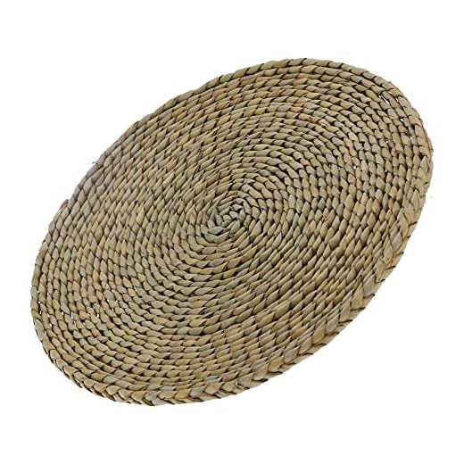 Travesseiro de piso de tatame, almofada de meditação Tábua natural para janela Pufe redondo de palha para zen para decoração de janela saliente para casa