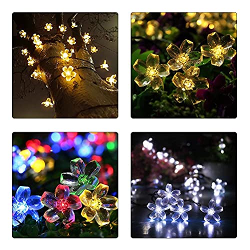 Viznte Cordão de luzes de flores solares, luzes solares de fadas à prova d'água de 7 metros 50 luze