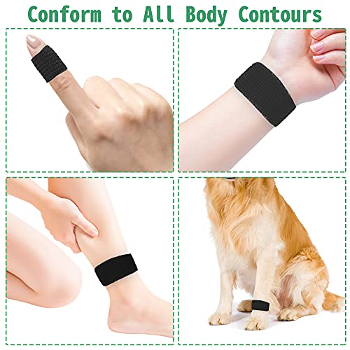 24 Pack Self Adherent Cohesive Wrap Bandages 1 Inches X 5 Yards, First Aid Tape, Elastic Self Adhesive Tape, Athletic, Sports wrap Tape, Bandage Wrap for Sports, Wrist, Ankle (Black Color)