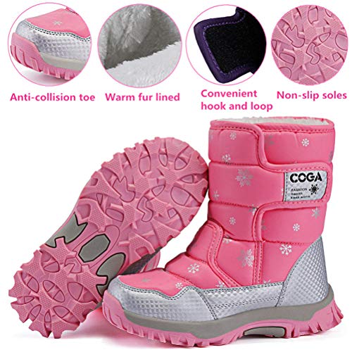 DADAWEN Girls Boys Snow Boots Winter Outdoor Waterproof Slip Resistant Cold Weather Shoes (Toddler/Little Kid/Big Kid)2