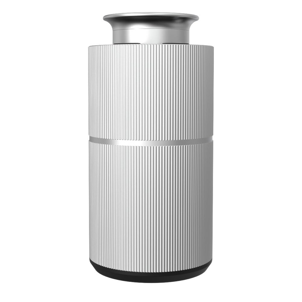 KiraKira Cichy samochodowy dyfuzor do aromaterapii bezwodny do rozpylacza olejków eterycznych metalowa konstrukcja 20 ml do zbiornika proste sterowanie przyciskiem srebrny