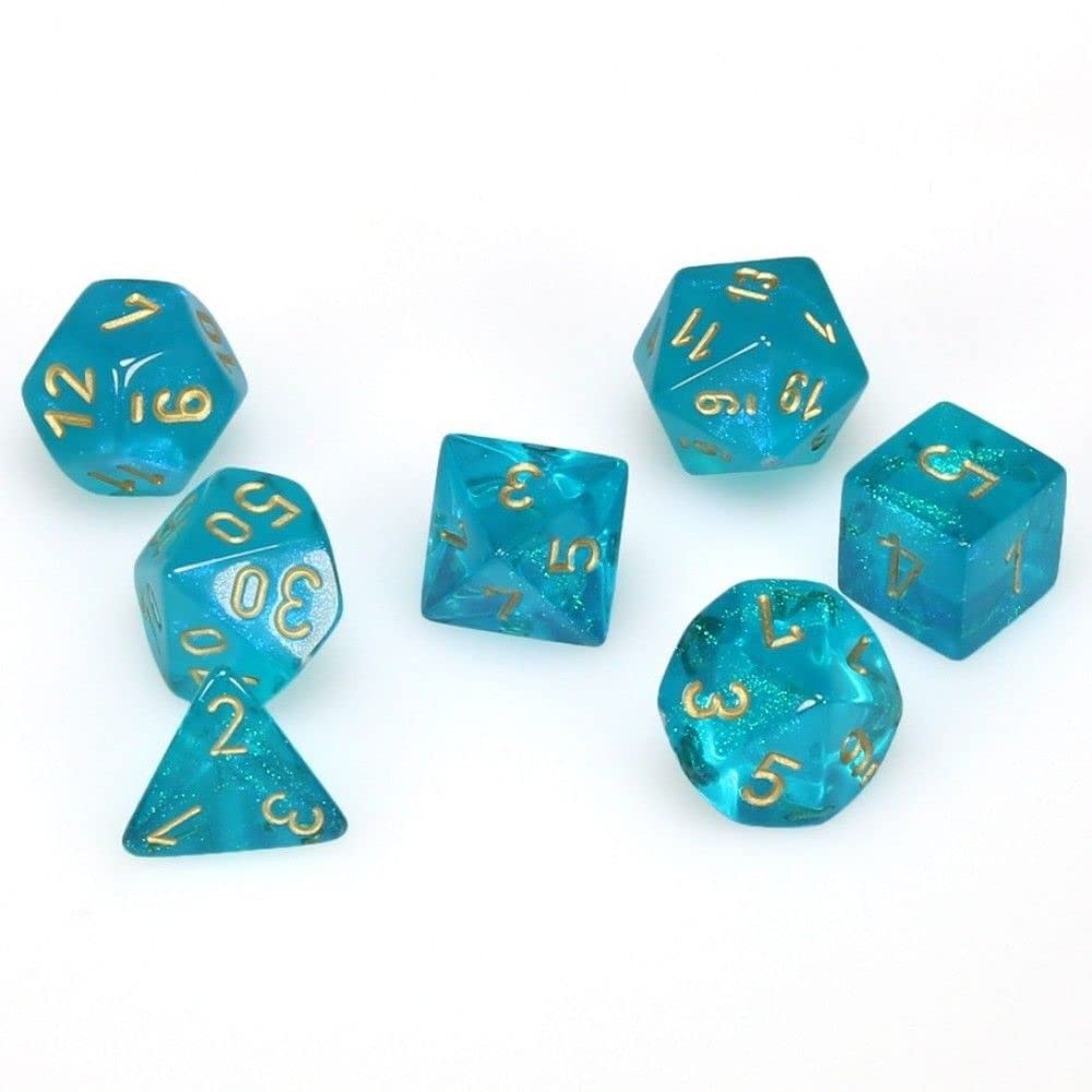 Chessex Dice: CHX27486 Borealis Teal/Gold Polyhedral Die Set (7)