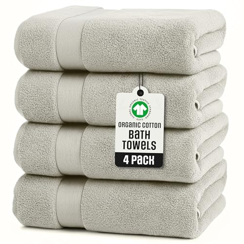 TOWELTIQUE Organic Cotton Luxury Bath Towels (Pack of 4)