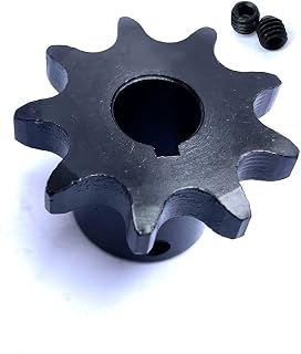 #40 Roller Chain Sprocket B Type 9 Teeth 1/2" Bore - Hardened AISI 1045 Steel, Rust-Proof Blackening, Wear-Resistant