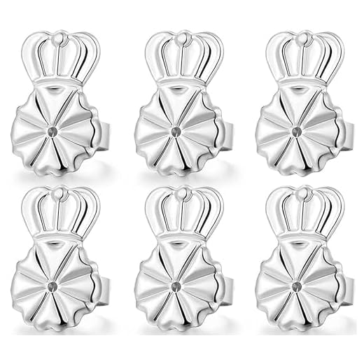 3 Pairs Earring Backs Lifters,925 Sterling Silver Earring Backs for Droopy Ears,Adjustable Hypoallergenic Earring Backs for Heavy Earring (Silver)