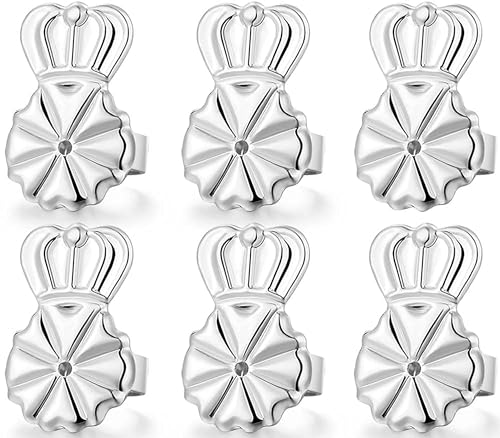 3 Pairs Adjustable Silver Earring Backs for Droopy Ears Hypoallergenic for Heavy Earrings