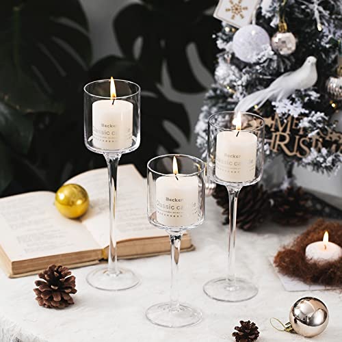 Tea Light Candle Holder Hurricane Candle Holder Transparent Glass Candlestick High Foot Long Handle Small Tea Light Holder Votive Hurricane Elegant Ideal Dining Wedding Party Gift Set #TOP3