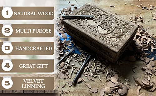 Dharmaobjects Large Hand Carved Tree Of Life Wooden Box Keepsake Storage Multi Utility #TOP3