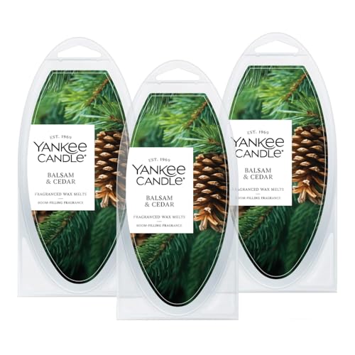 Yankee Candle Balsam & Cedar Wax Melts, 18 Count (3 Packs of 6), Fresh Forest Scent, Perfect for...