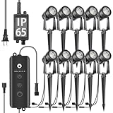 SUNTHIN Outdoor Landscape Lighting with Dusk to Dawn Sensor Controller, 10 Pack