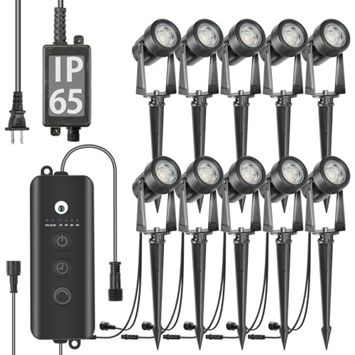 SUNTHIN Outdoor Landscape Lighting with Dusk to Dawn Sensor Controller, 10 Pack