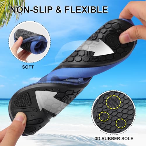 Mens Womens Water Shoes Quick Dry Barefoot Shoes Non-Slip Aqua Socks for Beach Swim Blue Wave4