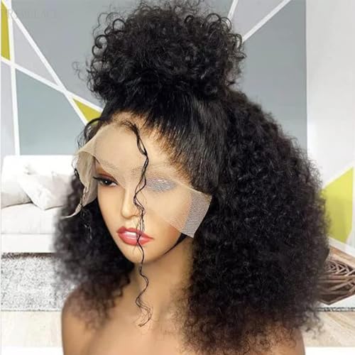 PRIMELACE Kinky Curly Lace Front Wig Human Hair 20 inch Afro Kinky Curly Human Hair Wig 180% Density Glueless Hd Lace Wig Curly Mongonlian Human Hair Wig Pre Plucked with Baby Hair