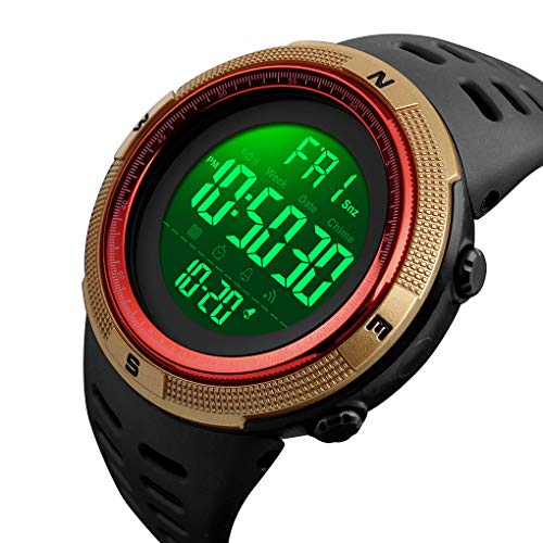 Image of FANMIS Mens Digital LED Sports Watch Military Multifunction 12H /24H Time Dual Time Alarm Countdown Back Light with Simple Design 164FT 50M Water Resistant Calendar Month Date Day Watch