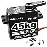 GOTECK 45KG Coreless Digital Servo,Large Torque 8.4V Full Metal Gear IP67 Waterproof Steering Servo with 25T Servo Horn for 1/6 1/8 1/10 RC Crawler Car,Robot,Boat,Truck Robot Parts (45KG(8.4V)-180°)