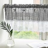 HelloTree Buffalo Check Plaid Window Valances Cotton Blend Gingham Design Yarn Dyed Rod Pocket Valan