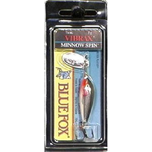 Blue Fox Vibrax Minnow Spin, Inline Spinner Lure with Minnow Body for Trout, Bass, Walleye, and Salmon Fishing, Blade Size 1, Silver/Plated Silver