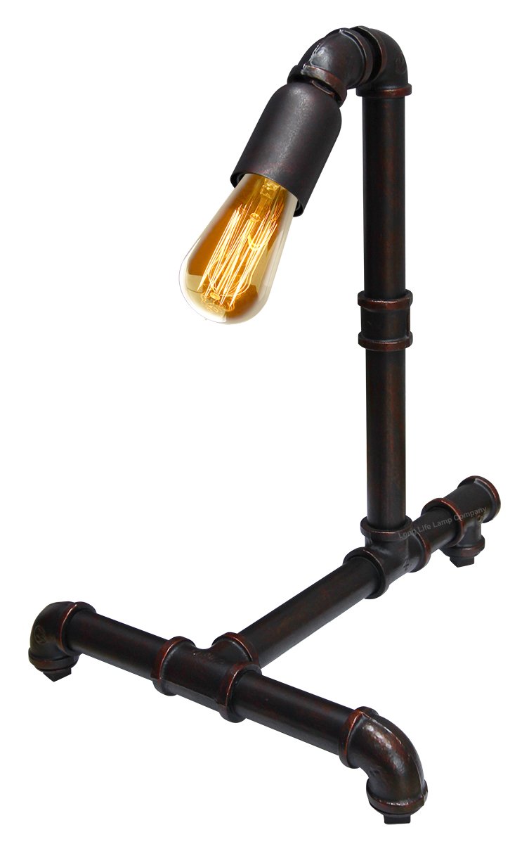 Long Life Lamp Company Rusted Steel Pipe Vintage Industrial Table Lamp Rustic Copper Water Pipe Style Bedside Desk Lamp T1013