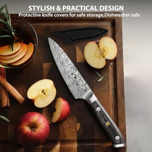 MOSFiATA 4 Inch Paring Knife, Kitchen Knife Fruit Knives with Sheath, German High Carbon Stainless Steel EN1.4116 Precision Cooking Vegetable Knife for Carving, Peeling, Trimming - image 7