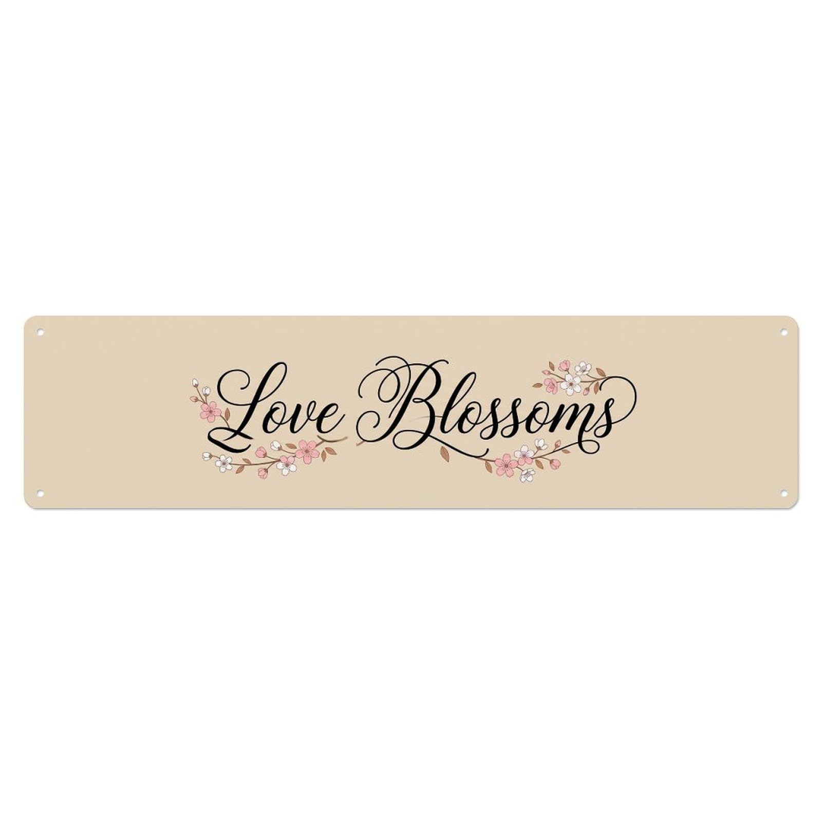 Love Blossoms Loving Statement Metal Tin Sign