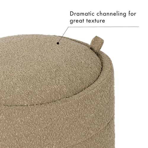 Image of HomePop 18 inch Storage Round Ottoman - Brown Boucle