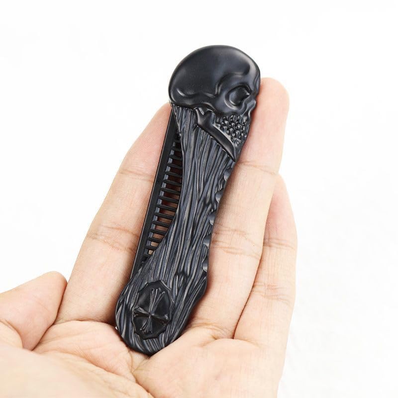 2 peines plegables de bolsillo estilo calavera miniatura 2