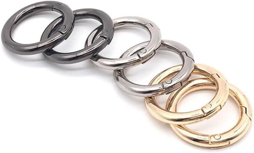 5Pcs Openable Metal Spring Gate O Ring Keyring - Versatile Snap Clasp Clips for Bags, Belts, and Luggage(Gun Black,18mm)
