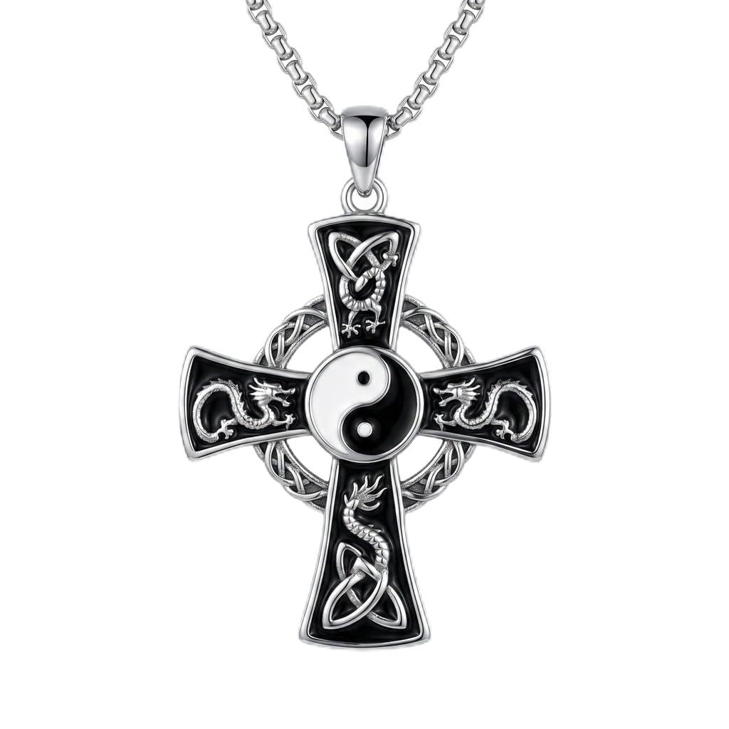 Mondstein Kreuz Halskette 925er Sterlingsilber Mondstein/Türkis Glaubensanhänger religiöser Schmuck Geschenk für Damen
