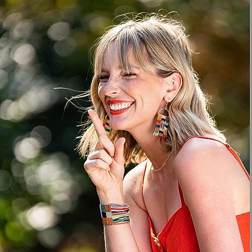 INK + ALLOY Beaded Bracelets for Women, Olive Two-Sided Seed Bead Stretch Cuff Bracelet, Handmade Jewelry for the Modern Bohemian2