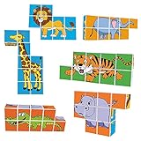 Picture of PicassoTiles Magnetic Expression Puzzle Toy Building Block Mix & Match Cubes Cubes Magnet Sensory Pre-School Toys Gifts Educational STEM Learning Kit for Kid, Baby Toddler Age 3 and Up 9 Piece PTC09