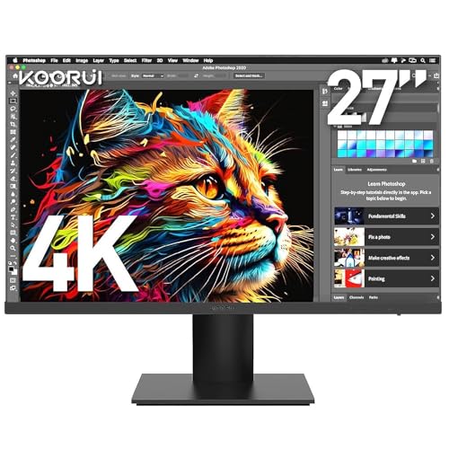 KOORUI 27 inch 4K UHD (3840x2160) IPS Gaming Monitor 90% DCI-P3 HDR 10 VESA Computer Monitors DisplayPort HDMI Audio,AMD FreeSync