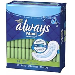 Always Maxi Pads Without Wings, Long-Super 42 ea (Pack of 5)