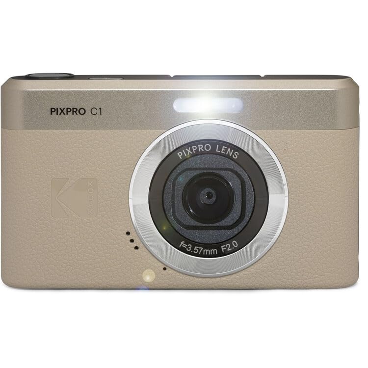 Kodak PIXPRO C1 Compact Digital Camera (Tan), 13MP Point and Shoot Camera for Selfies, Travel, Vlogging and Everyday Photos (C1-TN) + 32GB Card + Camera Bag + Cleaning Kit (7pc Bundle) - image 8