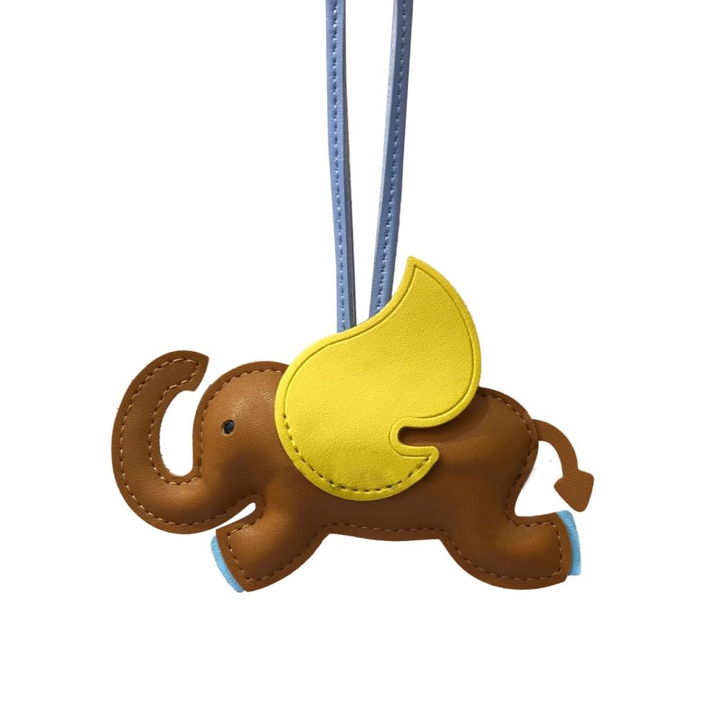 Bottone Cute Elephant Bag Pendant Keychain Chic PU Leather Keychains Phone Straps Chain Stylish Keyring for Fashion Enthusiasts