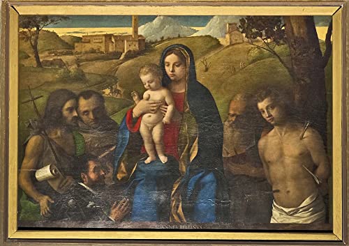 Peinture murale haut de gamme Dame et enfant avec quatre saints impression sur toile coton