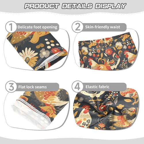 KLL Rooster Rustic Country Chicken Farmhouse Mexicana Toddler Girls Athletic Leggings Soft High Waisted Pants Sports3