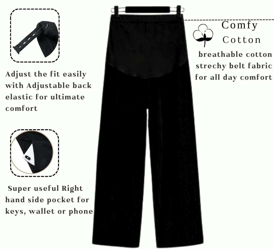 Fashiospice Maternity Plazo Pant for Pregnancy, Pants for Pregnant Women for Ultimate Comfort (L-Black) - Image 4 thumbnail