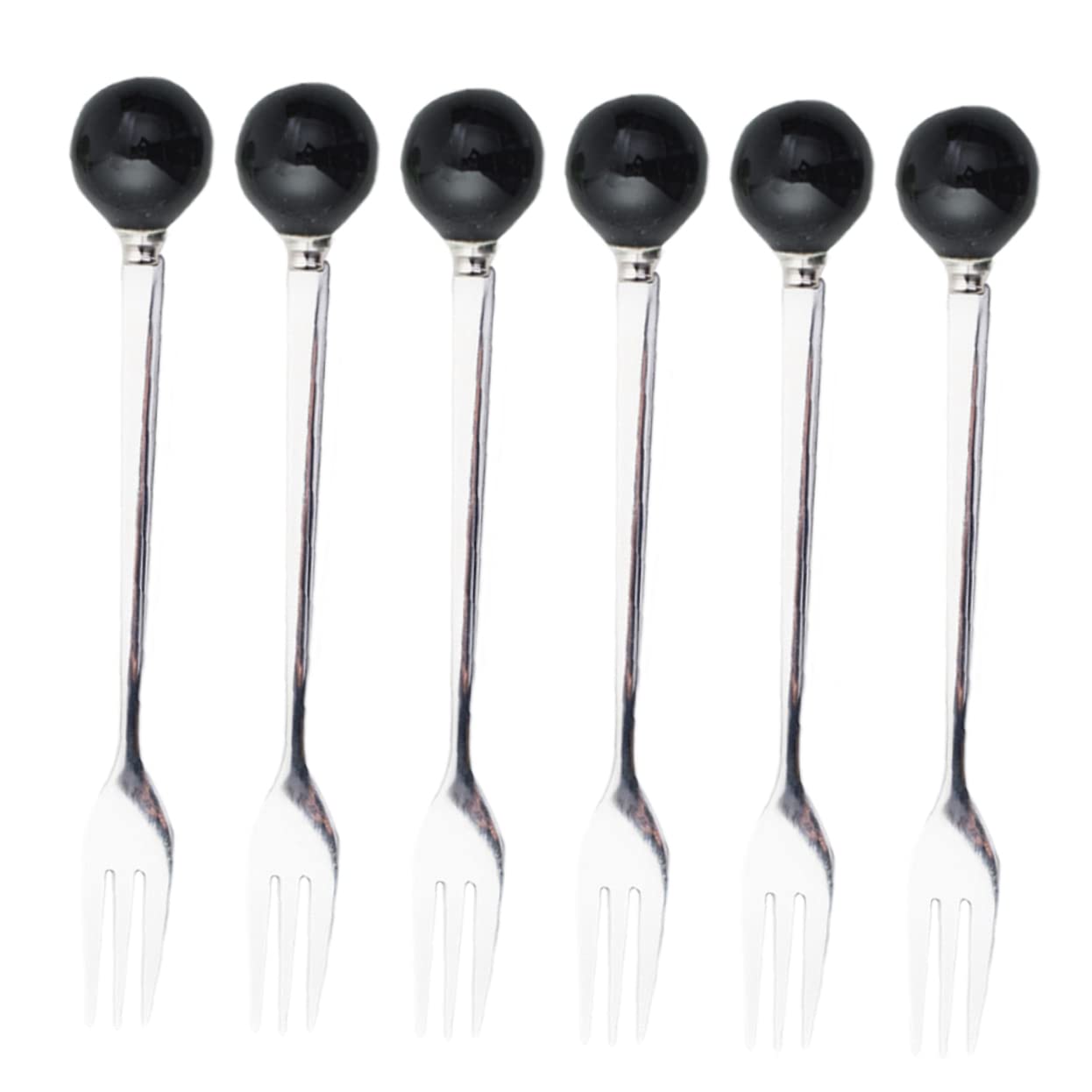 Amosfun 18 Piezas Vajilla para el hogar tenedores para servir tenedores de postre cuchillería cucharas soperas cucharillas postre tenedor de e tenedor de helado Black