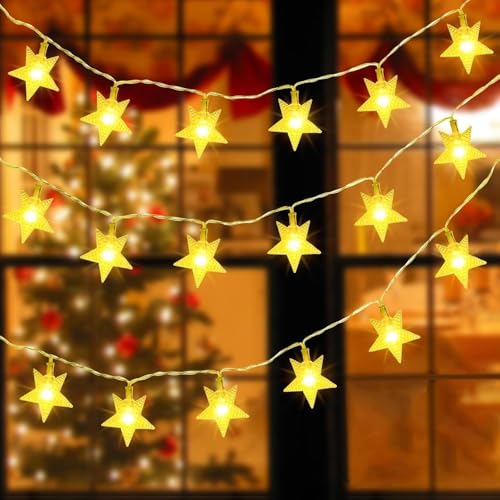 Piucrty Lichterkette Sterne Strom Innen Weihnachten...