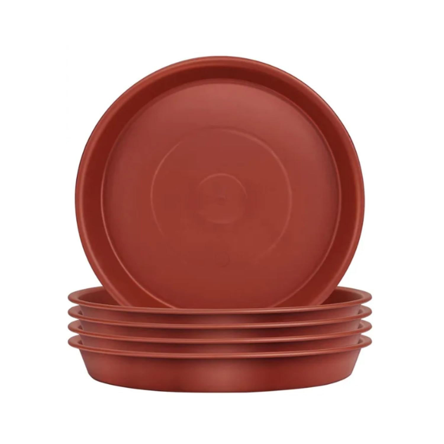 GROWMANIA Pack 10 Platos Redondos Terracota para Macetas Diámetro 16 cm - Plato Plástico para Maceteros Marrón
