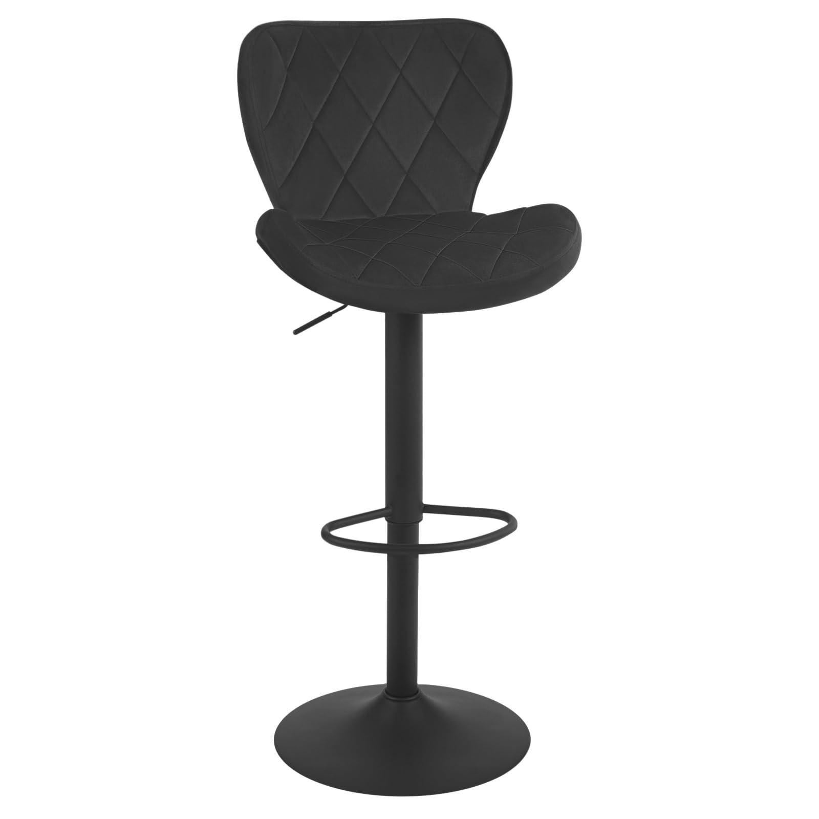WOLTU Taburete de Bar, Silla de Bar Altura Regulable, Taburete Cocina Giratorio, Taburete con Respaldo y Reposapiés, Silla Barra Cocina Bistro, Terciopelo, Negro, BH419sz-1
