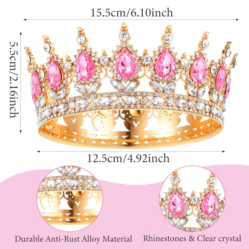 Grevosea 1 Stück Krone Damen Prinzessin Tiara Kristall Krone Damen Vintage Tiara Krone für Frauen Glitzernde Braut Diadem Haarschmuck für Brautkrone,Hochzeit,Abschlussball,Festzug Geburtstag Party(B)