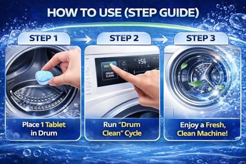 Image of Washing Machine Cleaner Tablets (16Tablets) | Drum & Pipe Deep Cleaner | Fresh Scent | Removes Odour, Limescale & Residue | For Front Load & Top Load Fully Automatic Washing Machines