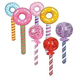 Inflatable Sweets Bundle: Set of 36 inch Donut Lollipop and 24 inch Lollipop Inflatable, Fun Funfare, Perfect Idea for Kids Party Favors (7 Items)