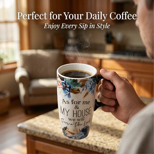 Taza de cerámica con tapa y 17 oz de capacidad miniatura 6