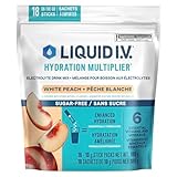 Liquid IV Sugar-Free Electrolyte Drink Mix for enhanced hydration, White Peach with Vitamins B3, B5, B12 and C 60g (18 sticks)