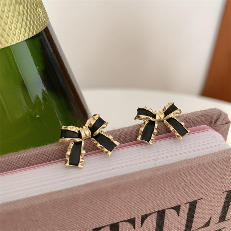 Gold Plated Bow small tiny cute stud hoop Earrings for Women Fashion Jewelry