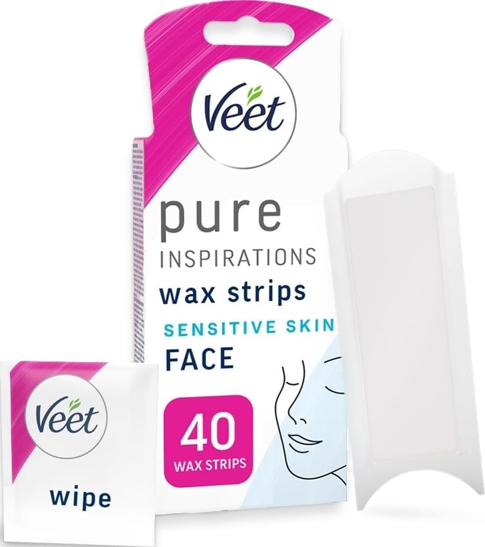 Pure Face Cold Wax Strips, 40 Strips, 4 Finish Wipes, Sensitive Skin